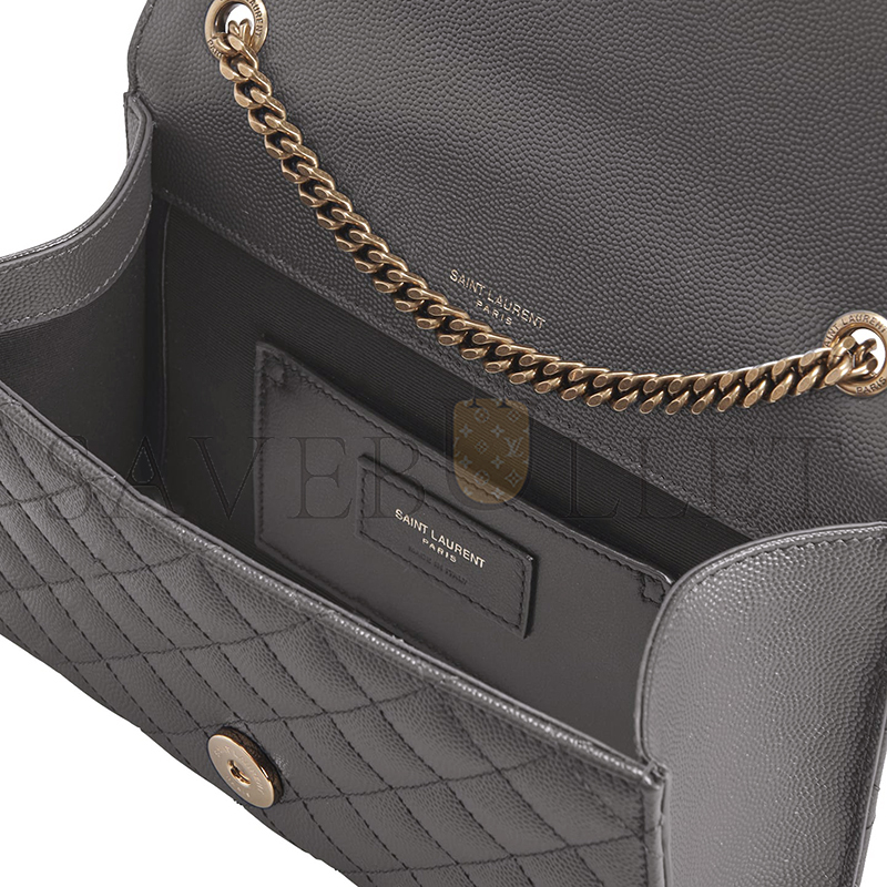 YSL ENVELOPE SMALL BAG IN MIX MATELASSÉ GRAIN DE POUDRE EMBOSSED LEATHER 600195BOW971112 (21*13*6cm)